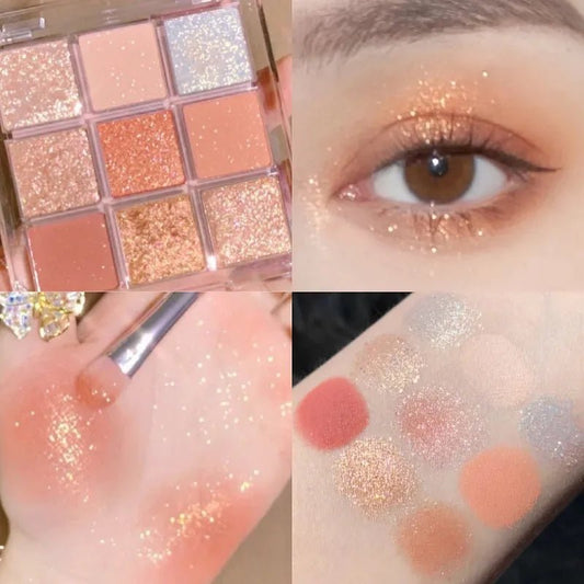 9-Color Acrylic Eyeshadow Palette — Pearlescent & Matte Shades for Beginner & Student Makeup - Christy's Beauty & Tingz LLC