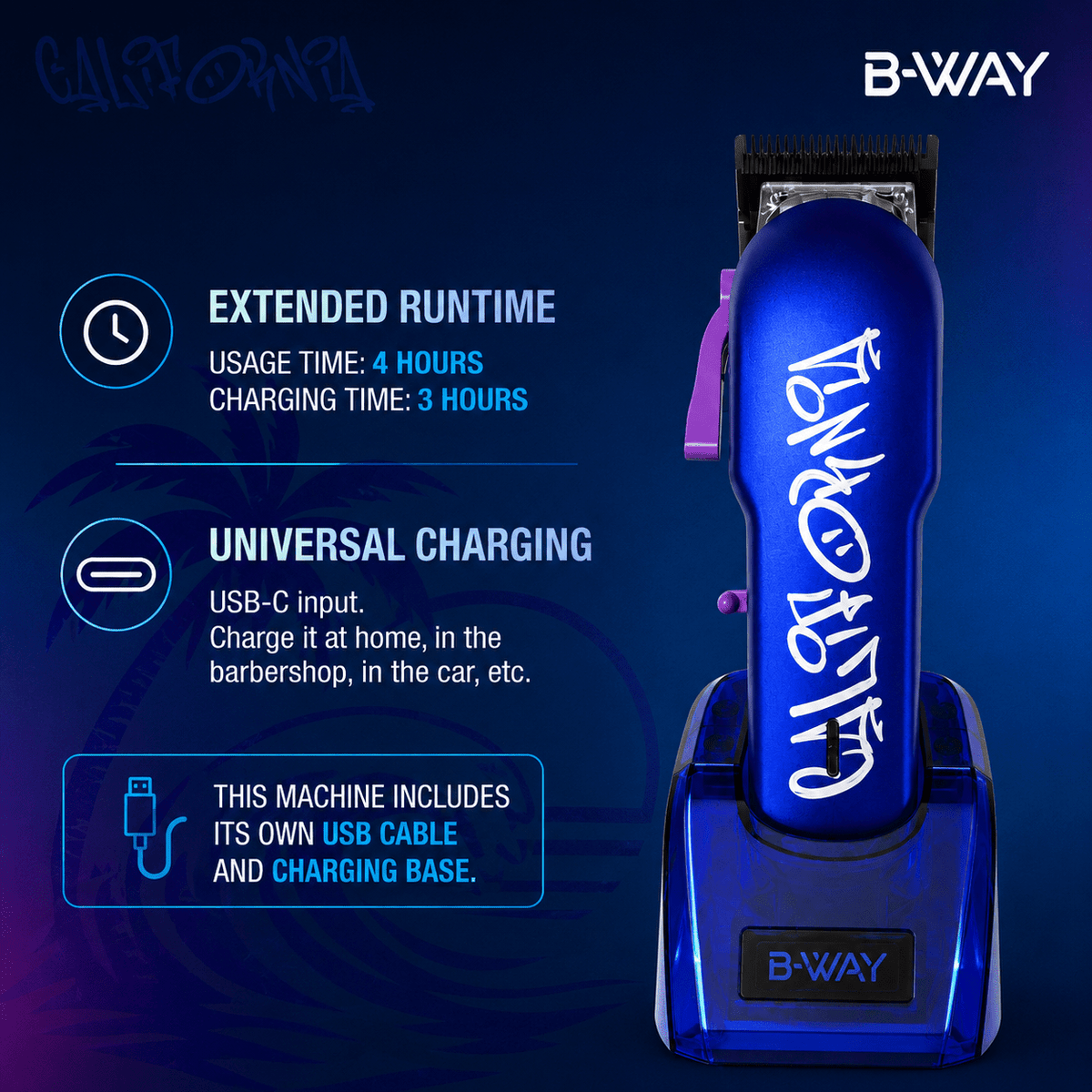 B-WAY NEW California Professional Clipper – 8,200 RPM Fusion DLC - Christy's Beauty & Tingz LLC