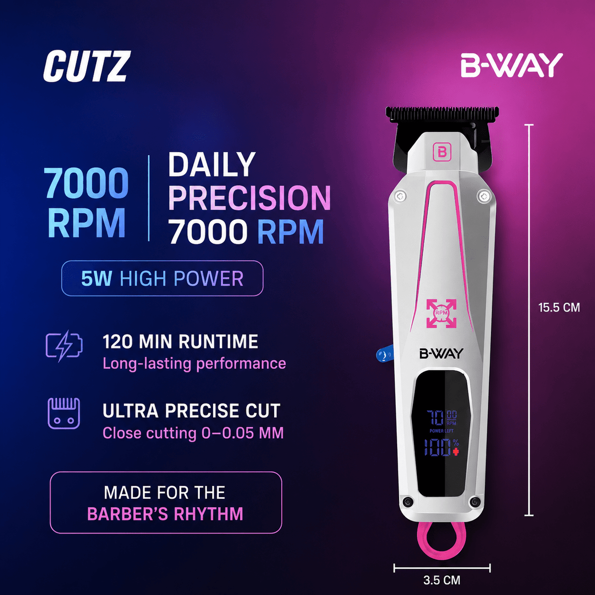B-WAY Professional Barber Kit – Cordless Hair Clipper, Trimmer & Foil Shaver Set – Urban New Clipper, CUTZ White Detail Trimmer & OFF White Shaver for Fades, Haircuts & Finishing - Christy's Beauty & Tingz LLC