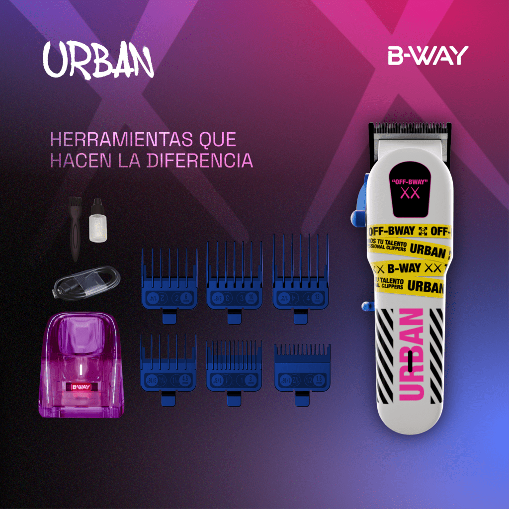 B-WAY Professional Barber Kit – Cordless Hair Clipper, Trimmer & Foil Shaver Set – Urban New Clipper, CUTZ White Detail Trimmer & OFF White Shaver for Fades, Haircuts & Finishing - Christy's Beauty & Tingz LLC