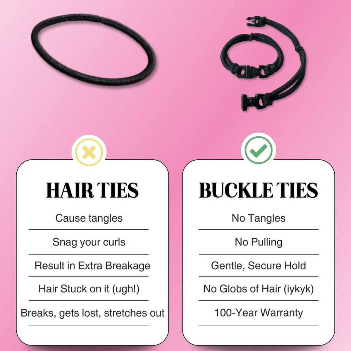Buckle Hair Tie Elastics – Quick-Release, Snag-Free, Zero Tangles - Christy's Beauty & Tingz LLC