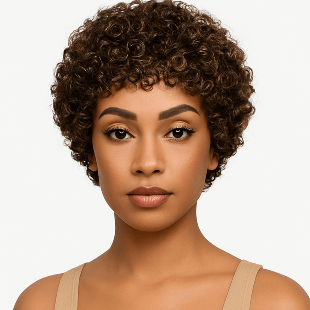 Caramel Swirl Curls Lace Front – Highlighted Curly Pixie