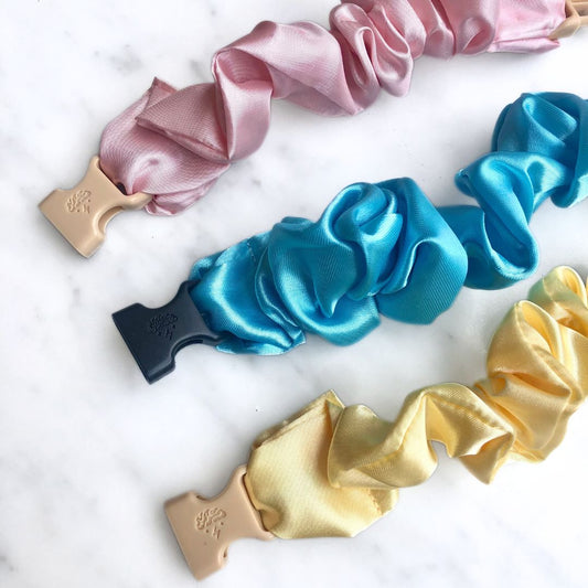Cotton Candy - 3-Pack Vibrant Pastel Buckle Scrunchies Bundle - No Snagging, No Tangles - Christy's Beauty & Tingz LLC