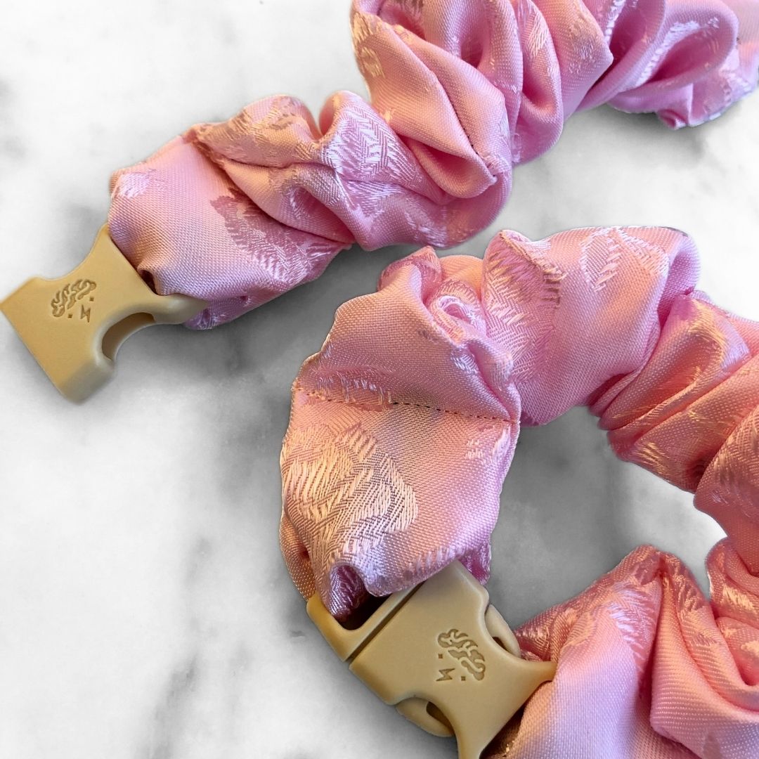 Empress Pink Buckle Scrunchie - Lunar New Year Áo Dài - No Snagging, No Tangles - Christy's Beauty & Tingz LLC