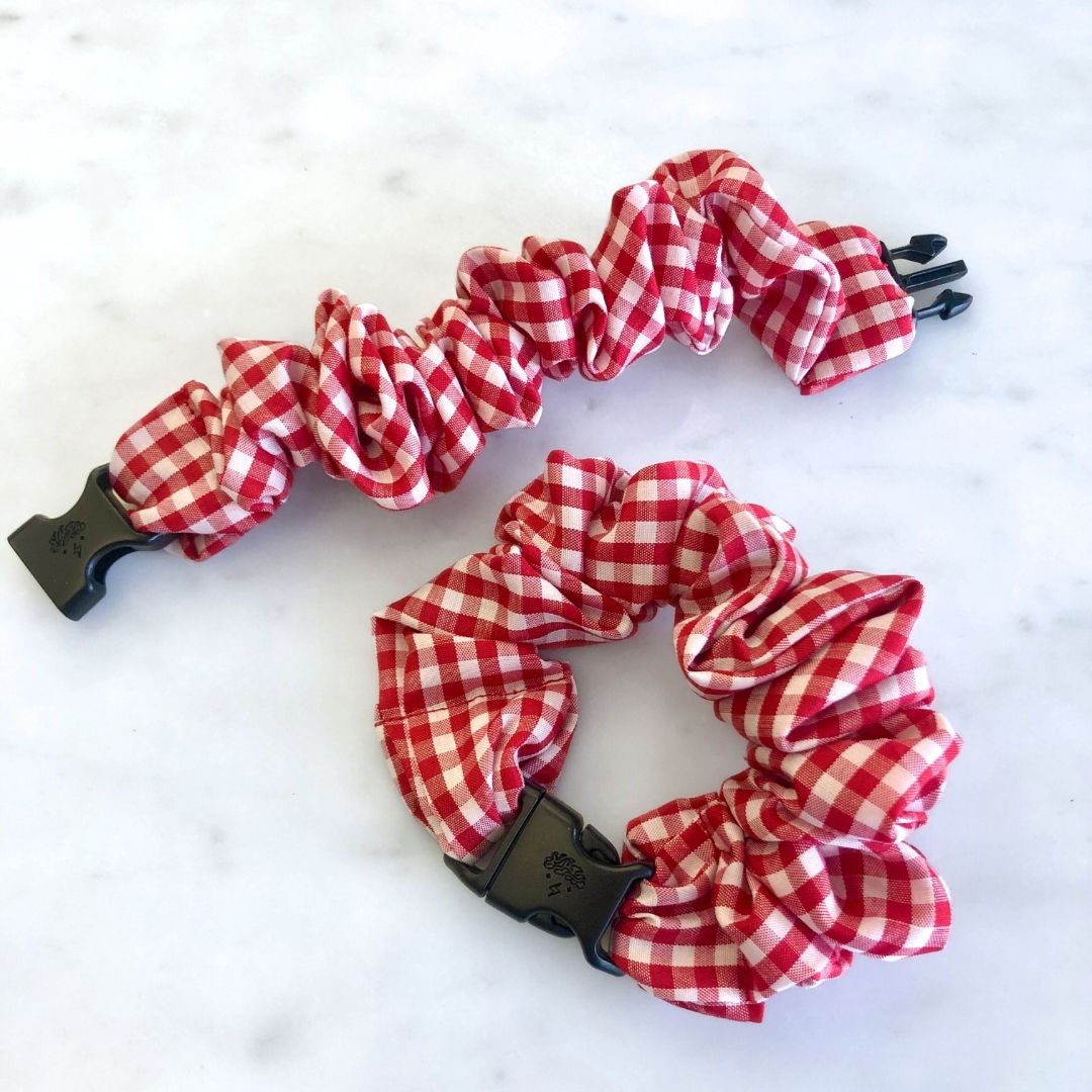 Gingham Red Buckle Scrunchie - No Snagging, No Tangles - Christy's Beauty & Tingz LLC