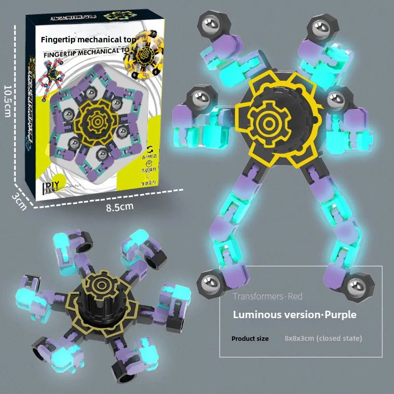 Gyro Toy Children's Boy's Transformable Luminous Puzzle Mechanical Fingertip Finger Rotation Decompression Boy's Toy - Christy's Beauty & Tingz LLC