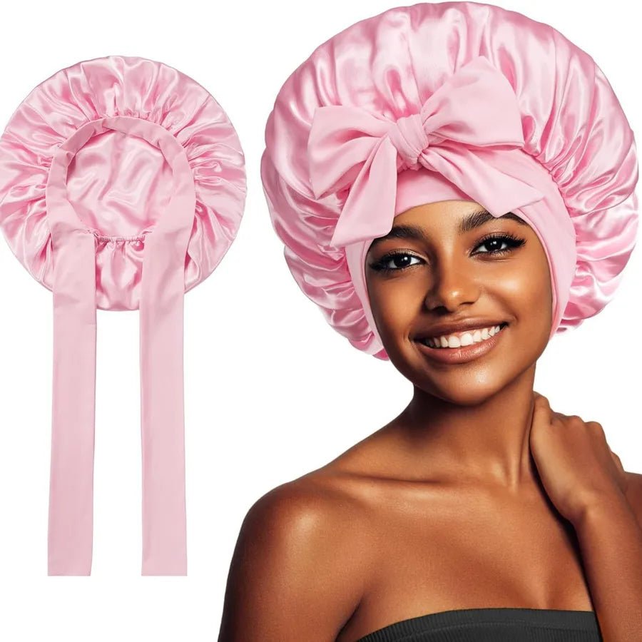 New Silk Bonnet For Sleeping Women Satin Bonnet Hair Bonnet Night Sleep Cap Scarf Wrap For Curly Hair With Tie Band For Curly Hair - Christy's Beauty & Tingz LLC