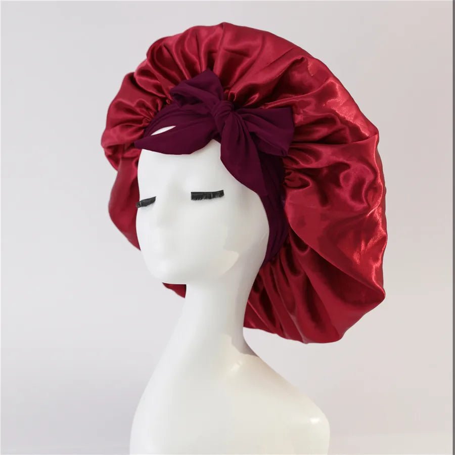 New Silk Bonnet For Sleeping Women Satin Bonnet Hair Bonnet Night Sleep Cap Scarf Wrap For Curly Hair With Tie Band For Curly Hair - Christy's Beauty & Tingz LLC