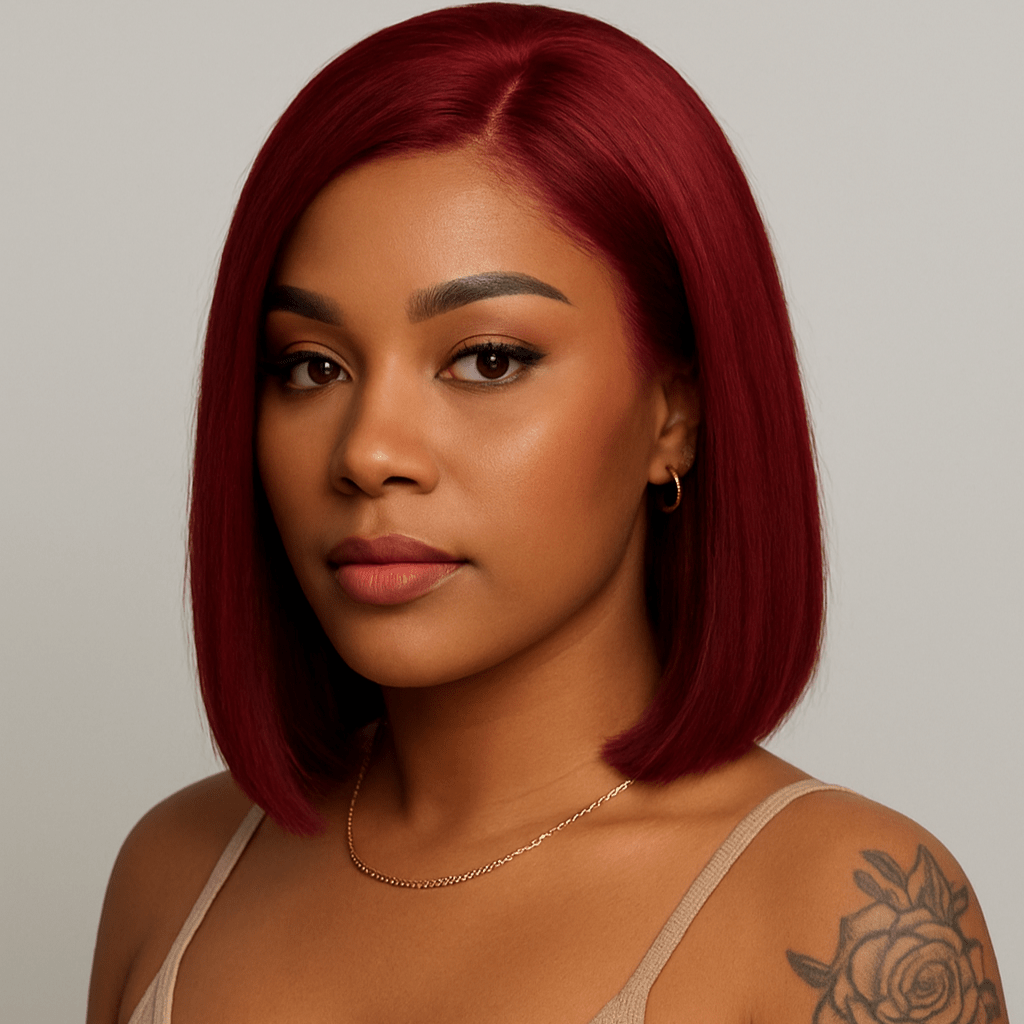 Ruby Cut – Straight Bob Lace Front Wig (Burgundy Red)