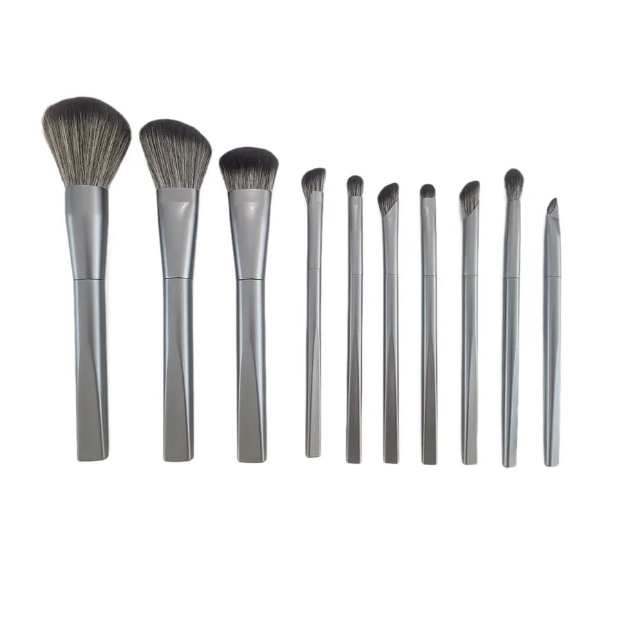 10-Piece Grey Makeup Brush Set — Durable Brushes for Professional Makeup Application - Christy's Beauty & Tingz LLC