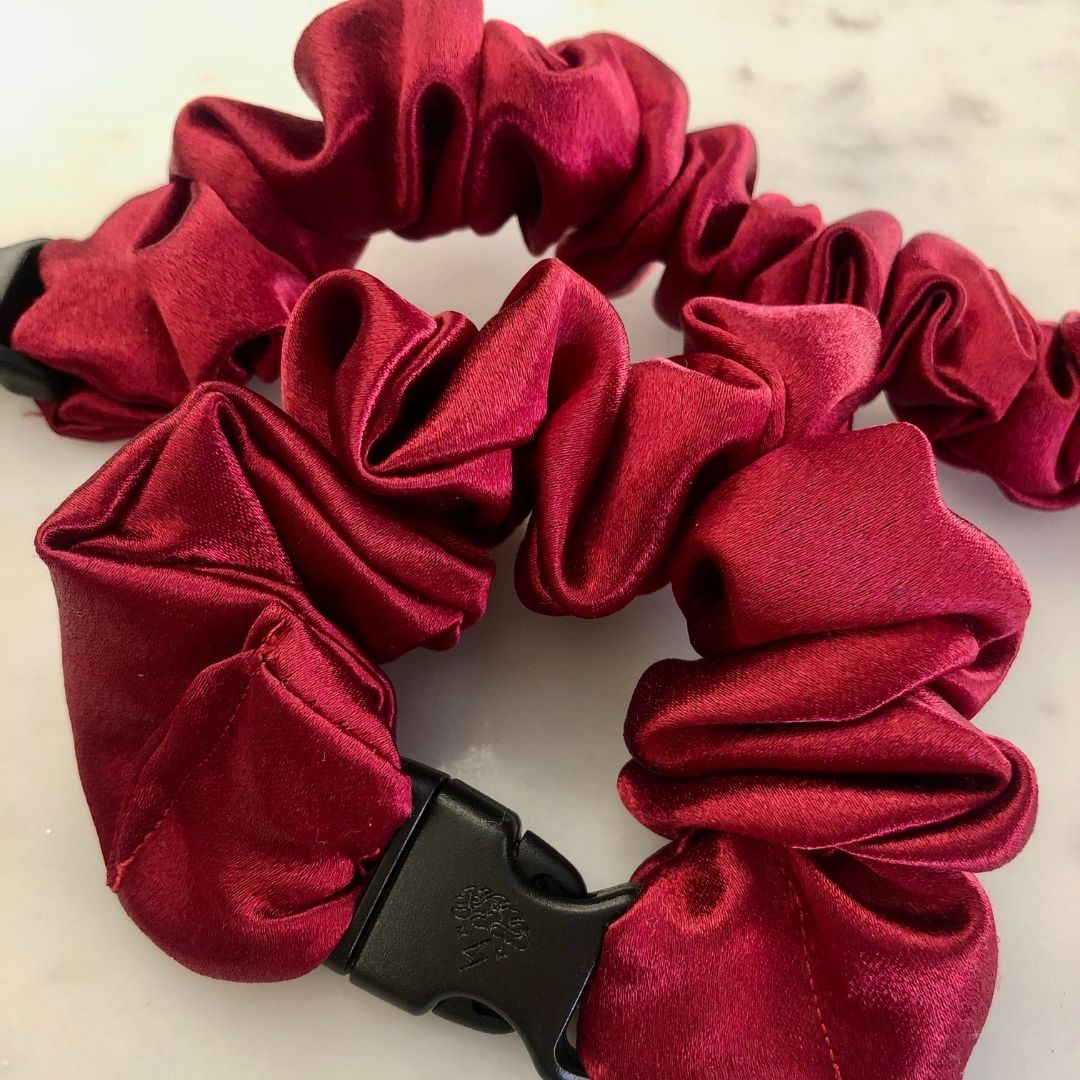 Cherry Red Buckle Scrunchie - No Snagging, No Tangles