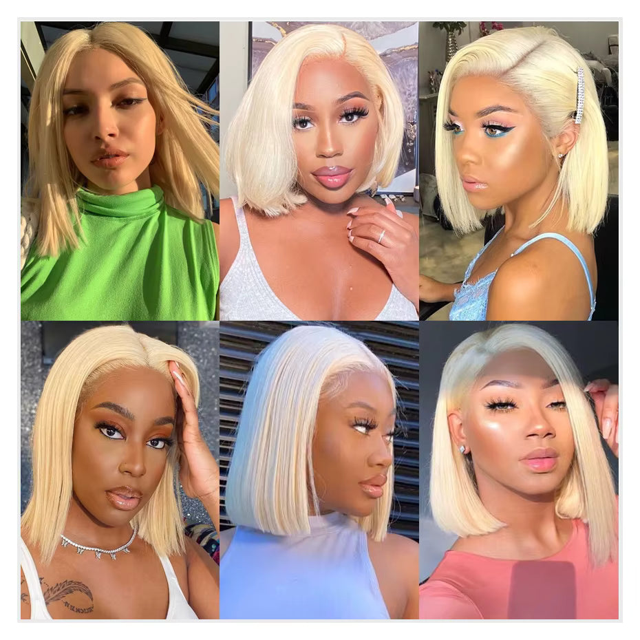 613 Lace Front Bob Wig (Platinum Blonde) Icy Cutie