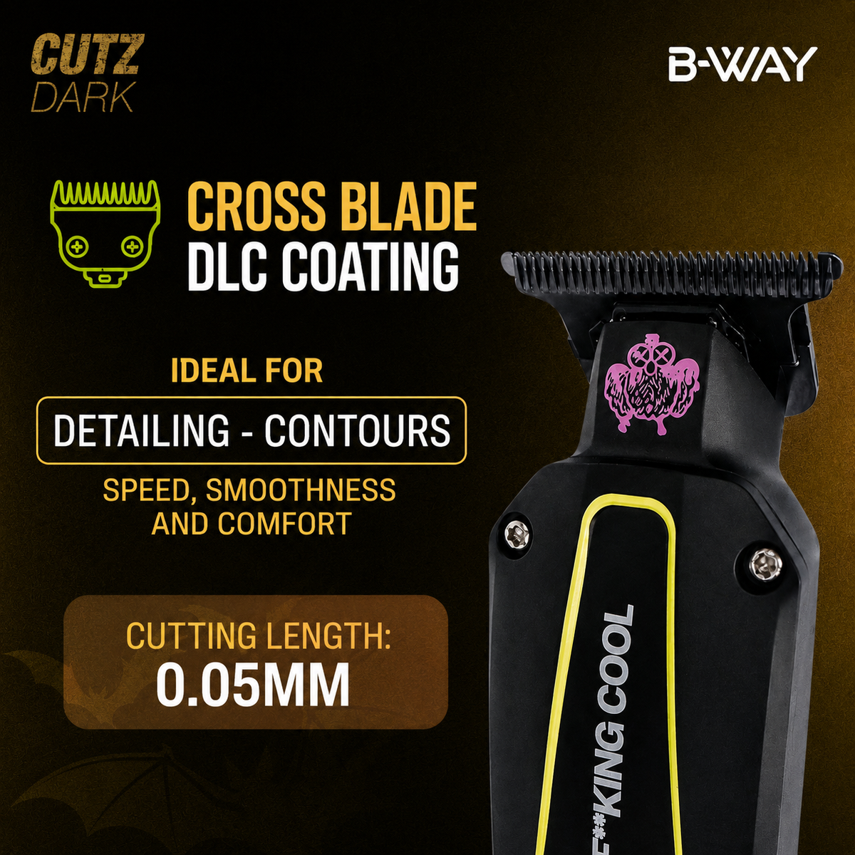 B-WAY CUTZ Dark Professional Cordless Trimmer – 7,000 RPM