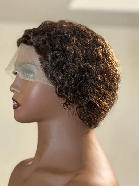 Cocoa Curlz – Curly Pixie Lace Front Wig (Chestnut Brown)
