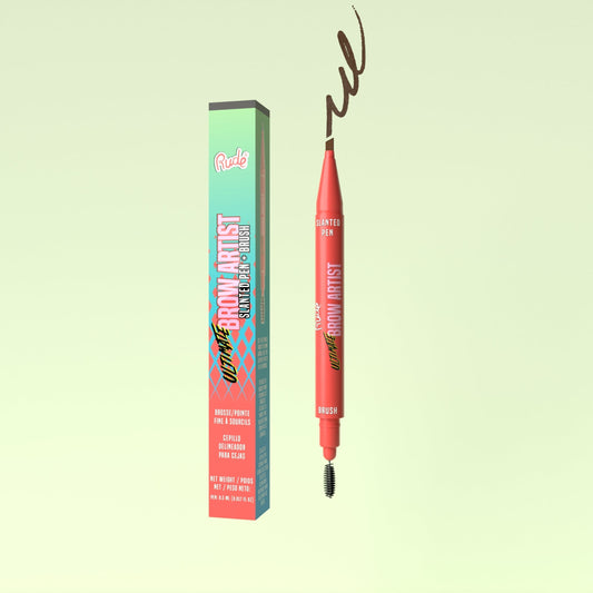 RUDE Ultimate Brow Artist - Slanted Pen and Brush - Neutral Brown