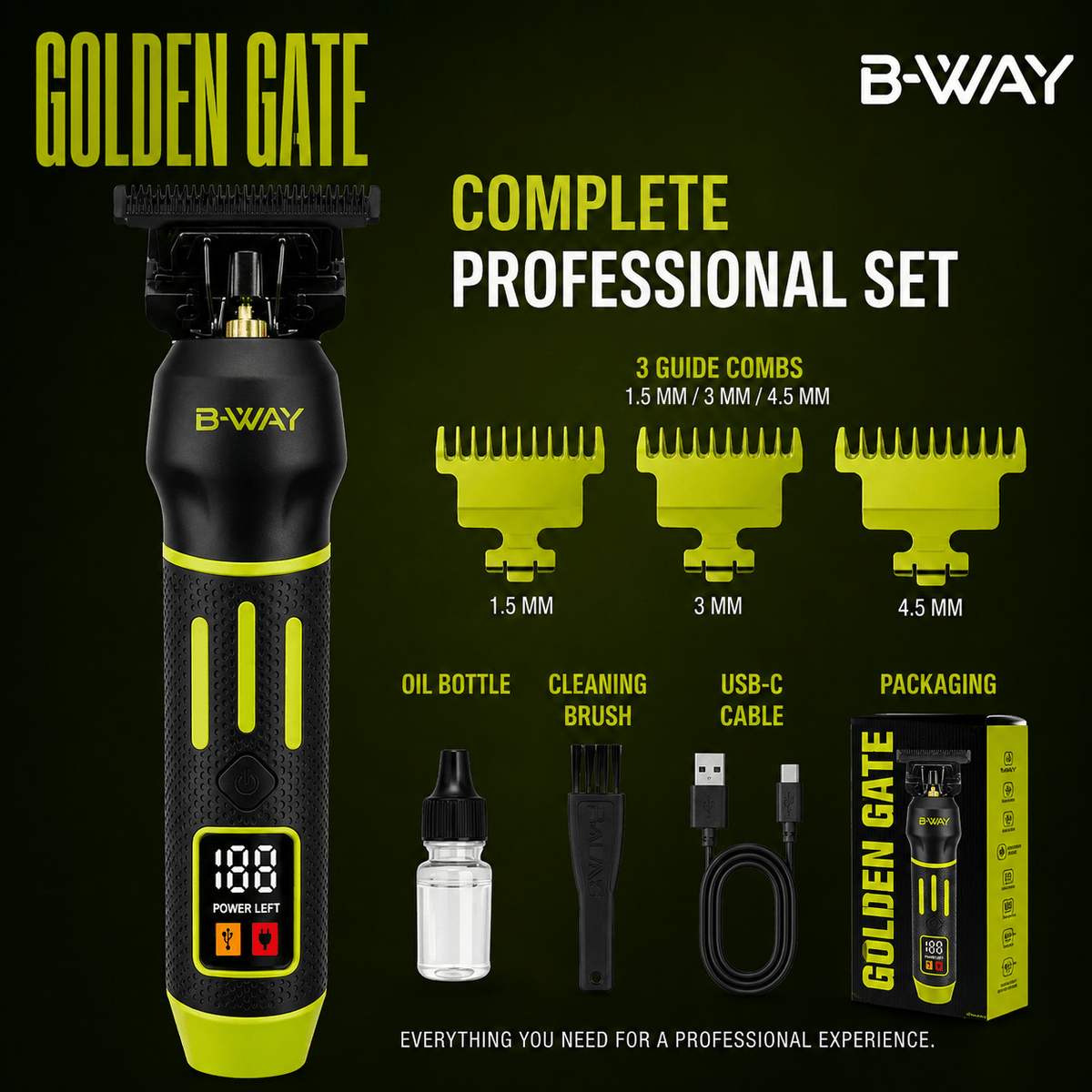 B-WAY Golden Gate Professional Cordless Trimmer – 7,000 RPM - Christy's Beauty & Tingz LLC