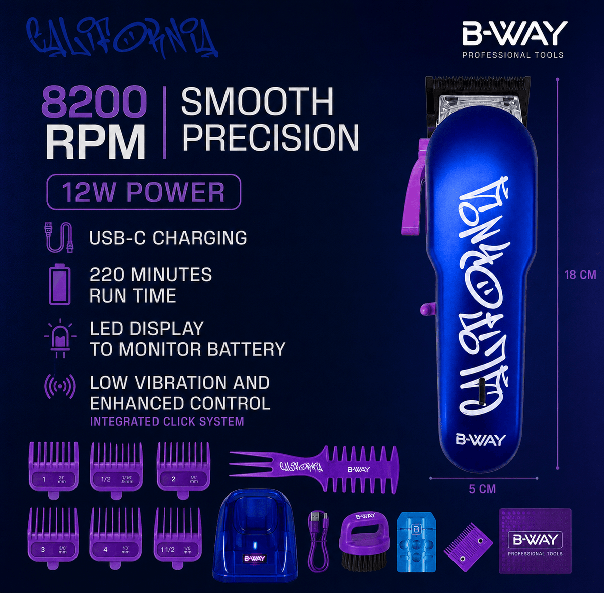 B-WAY NEW California Professional Clipper – 8,200 RPM Fusion DLC - Christy's Beauty & Tingz LLC