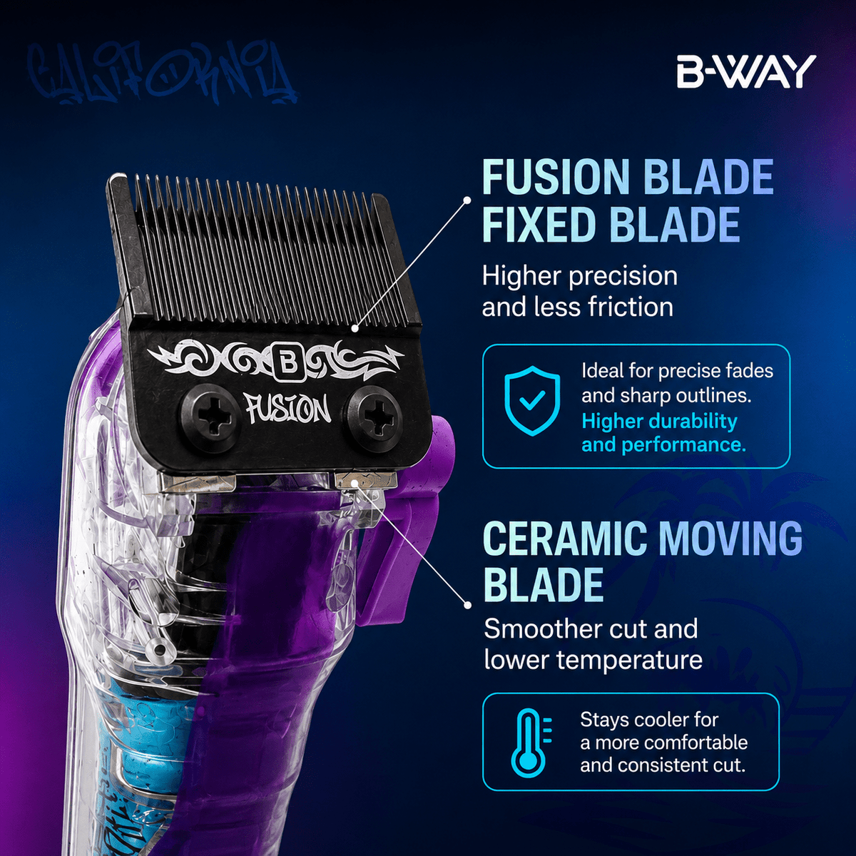 B-WAY NEW California Professional Clipper – 8,200 RPM Fusion DLC - Christy's Beauty & Tingz LLC