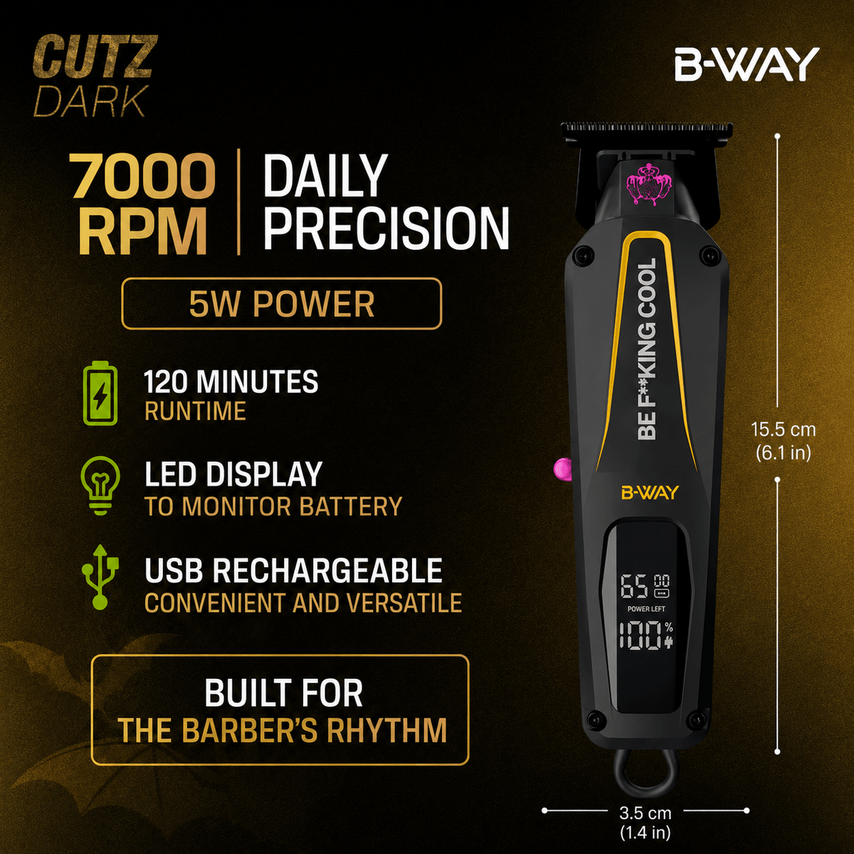 B-WAY Professional Barber Clipper Trimmer & Foil Shaver Set – B10K Hair Clipper, CUTZ Dark Trimmer & OFF Black Shaver – Cordless 3-in-1 Barber Grooming Kit for Fades, Outlining & Finishing - Christy's Beauty & Tingz LLC