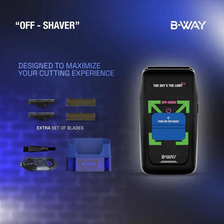 B-WAY Professional Barber Clipper Trimmer & Foil Shaver Set – B10K Hair Clipper, CUTZ Dark Trimmer & OFF Black Shaver – Cordless 3-in-1 Barber Grooming Kit for Fades, Outlining & Finishing - Christy's Beauty & Tingz LLC