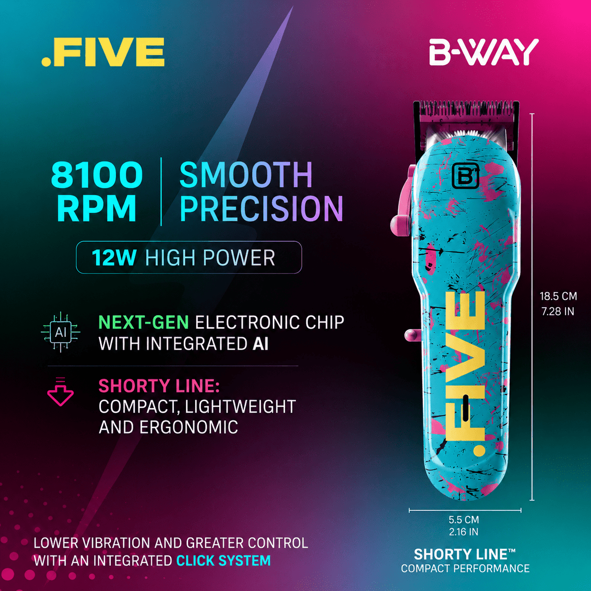 B-WAY Professional Barber Kit – Cordless Hair Clipper, Trimmer & Foil Shaver Set – New Five Clipper, DOT 1 Detail Trimmer & Zero Shaver for Fades, Haircuts, Detailing & Finishing - Christy's Beauty & Tingz LLC