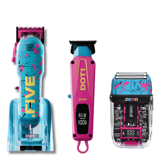 B-WAY Professional Barber Kit – Cordless Hair Clipper, Trimmer & Foil Shaver Set – New Five Clipper, DOT 1 Detail Trimmer & Zero Shaver for Fades, Haircuts, Detailing & Finishing - Christy's Beauty & Tingz LLC