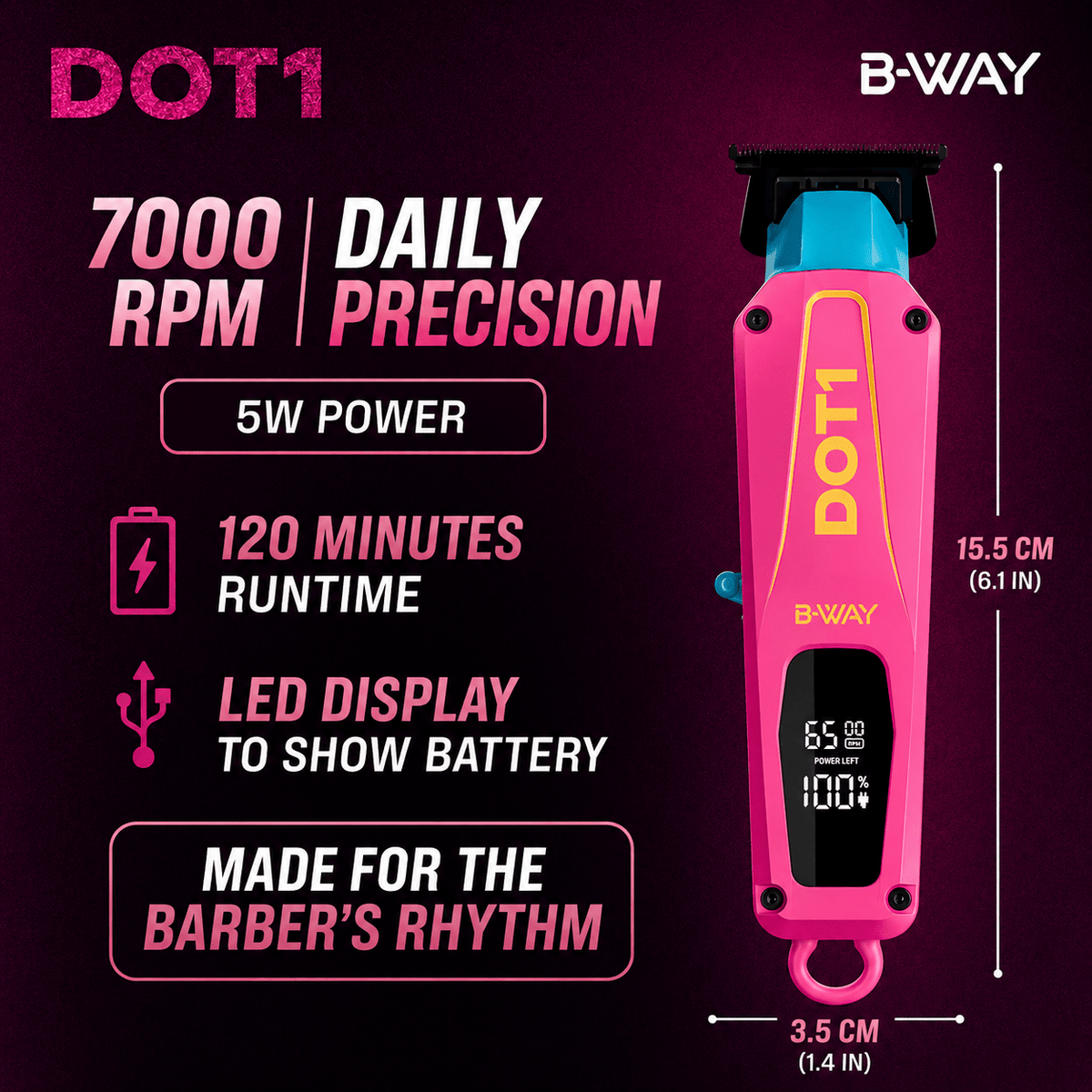 B-WAY Professional Barber Kit – Cordless Hair Clipper, Trimmer & Foil Shaver Set – New Five Clipper, DOT 1 Detail Trimmer & Zero Shaver for Fades, Haircuts, Detailing & Finishing - Christy's Beauty & Tingz LLC