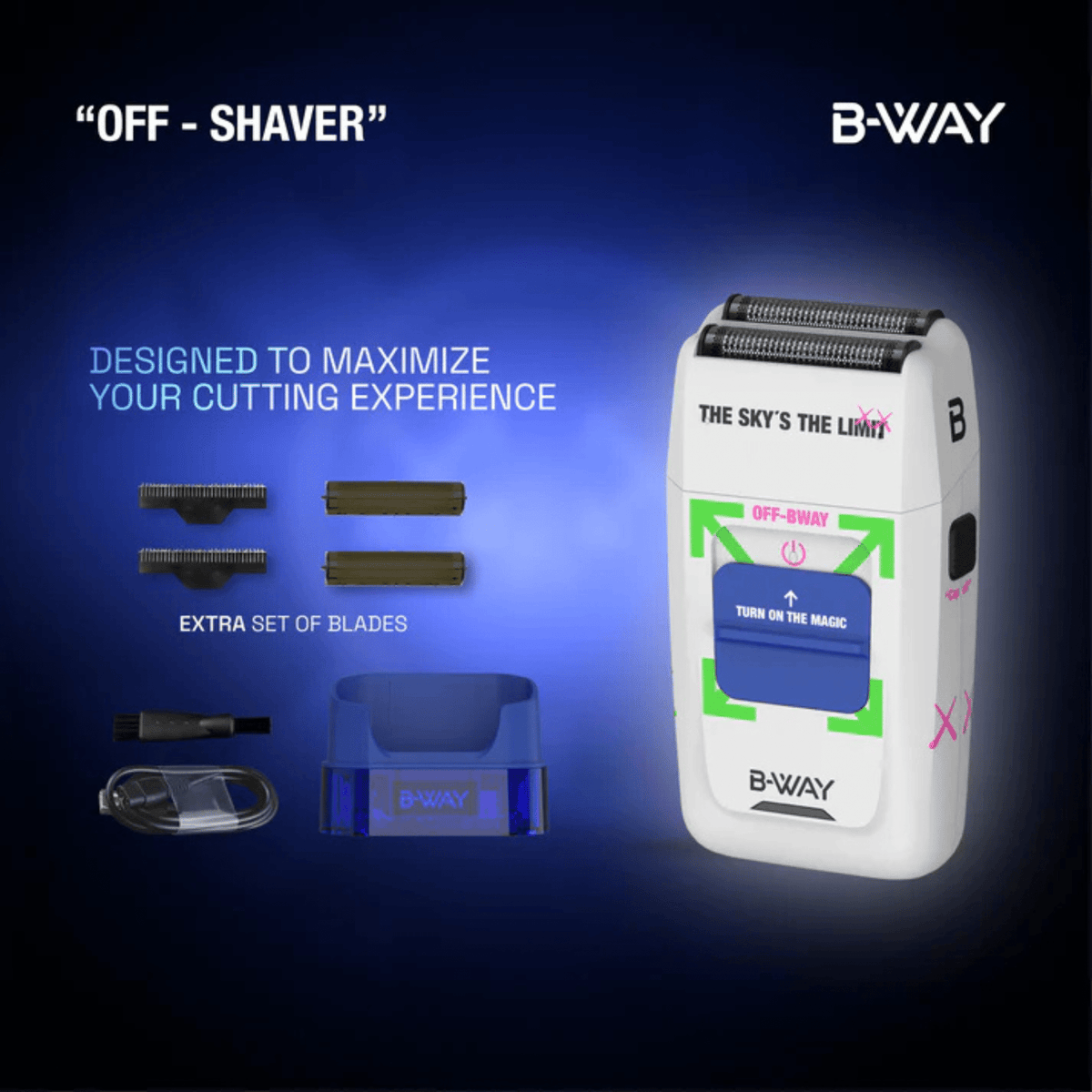 B-WAY Professional Barber Kit – Cordless Hair Clipper, Trimmer & Foil Shaver Set – Urban New Clipper, CUTZ White Detail Trimmer & OFF White Shaver for Fades, Haircuts & Finishing - Christy's Beauty & Tingz LLC