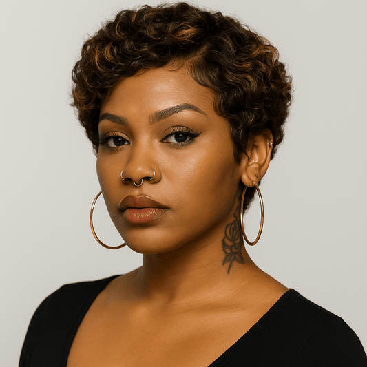 Cocoa Curlz – Curly Pixie Lace Front Wig (Chestnut Brown)