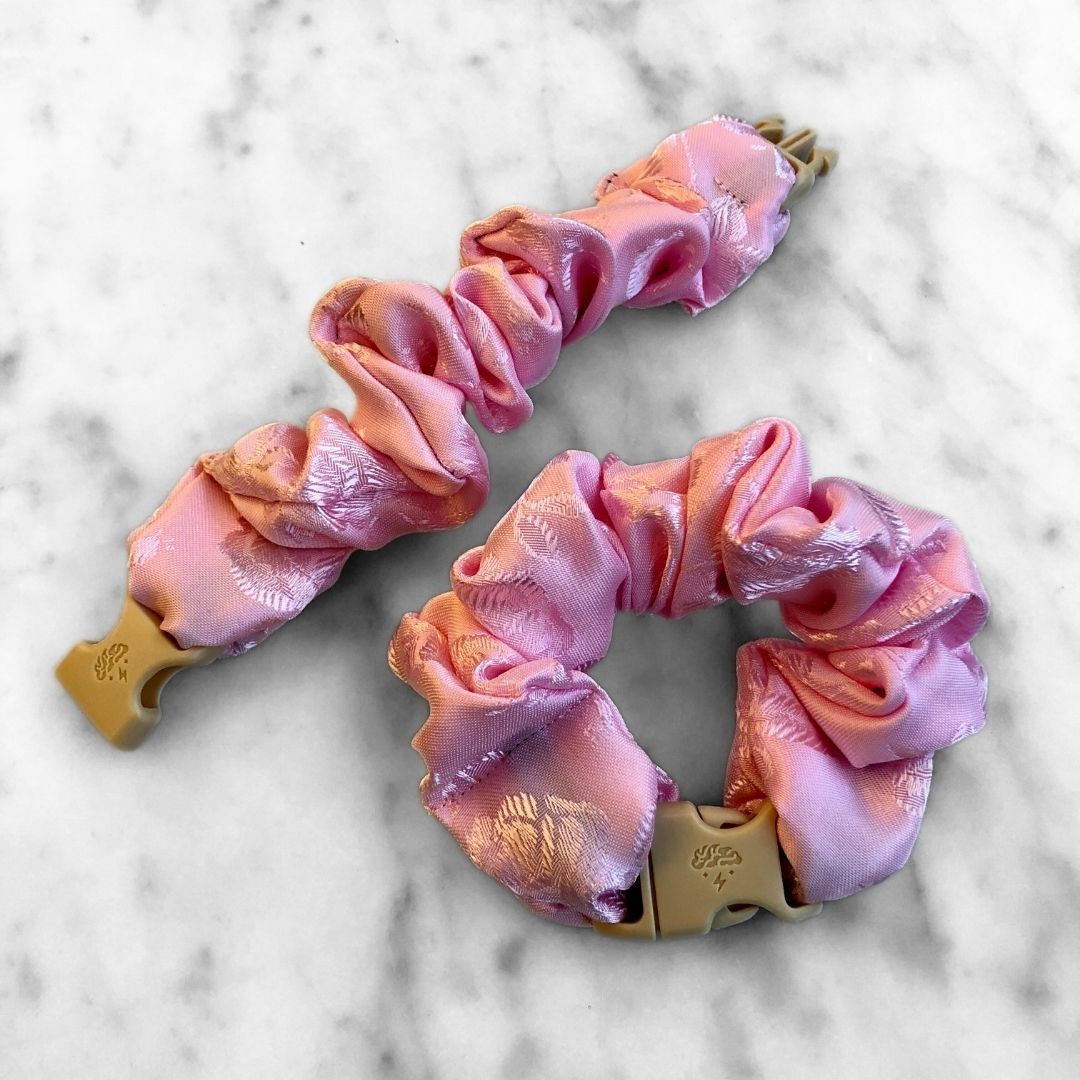 Empress Pink Buckle Scrunchie - Lunar New Year Áo Dài - No Snagging, No Tangles - Christy's Beauty & Tingz LLC