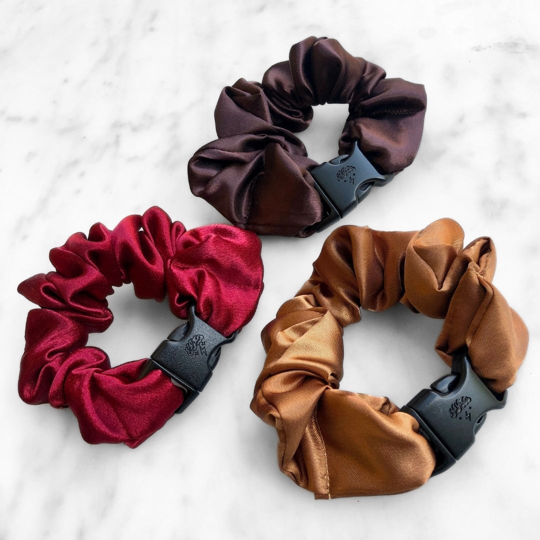 Fall Essentials - 3-Pack Autumn Halloween Buckle Scrunchies - No Snagging, No Tangles - Christy's Beauty & Tingz LLC
