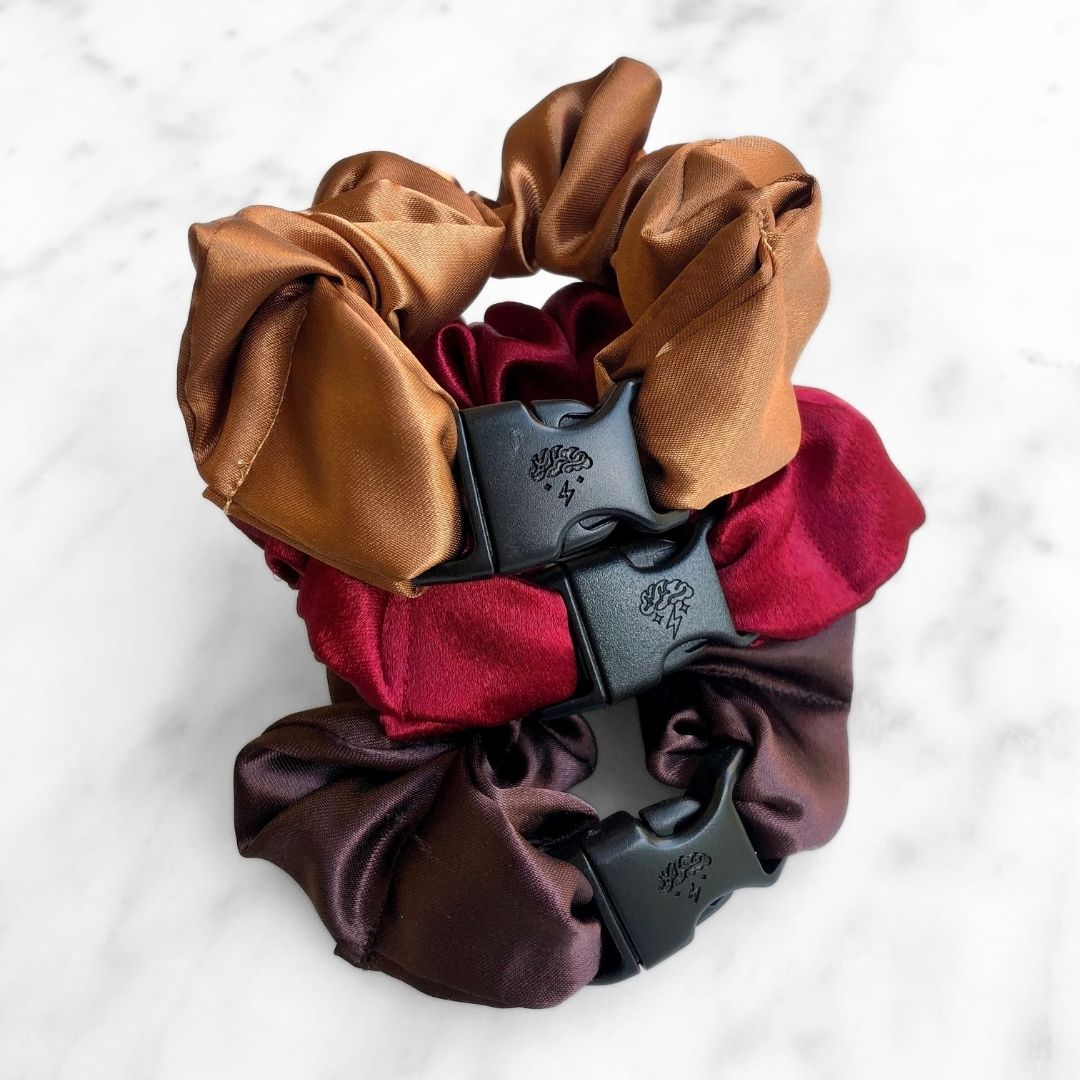 Fall Essentials - 3-Pack Autumn Halloween Buckle Scrunchies - No Snagging, No Tangles - Christy's Beauty & Tingz LLC