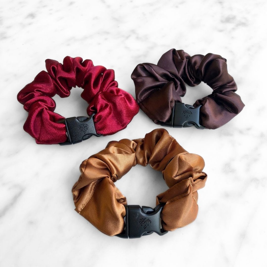 Fall Essentials - 3-Pack Autumn Halloween Buckle Scrunchies - No Snagging, No Tangles - Christy's Beauty & Tingz LLC