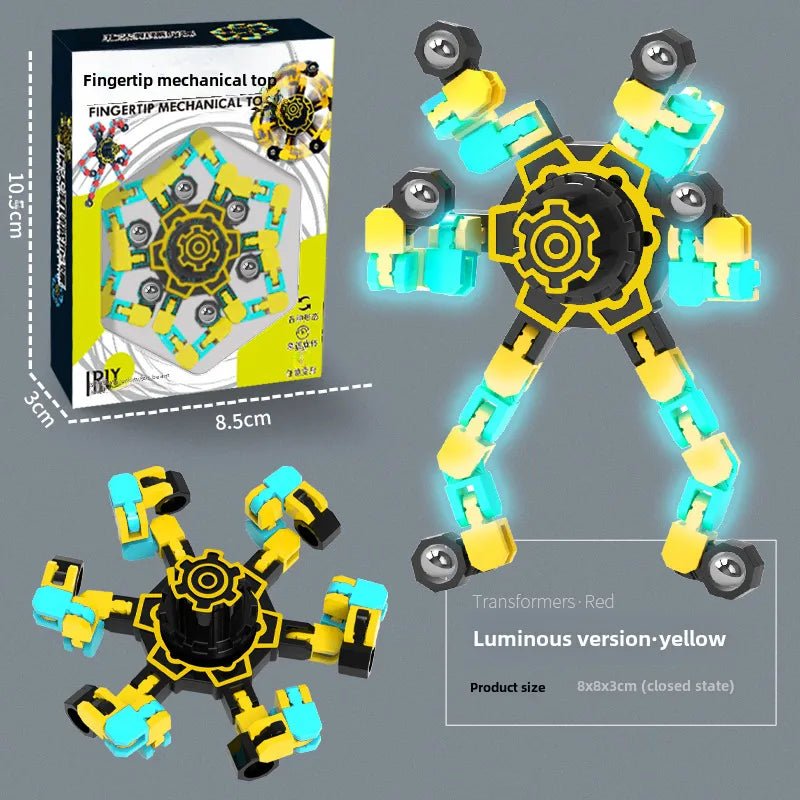 Gyro Toy Children's Boy's Transformable Luminous Puzzle Mechanical Fingertip Finger Rotation Decompression Boy's Toy - Christy's Beauty & Tingz LLC