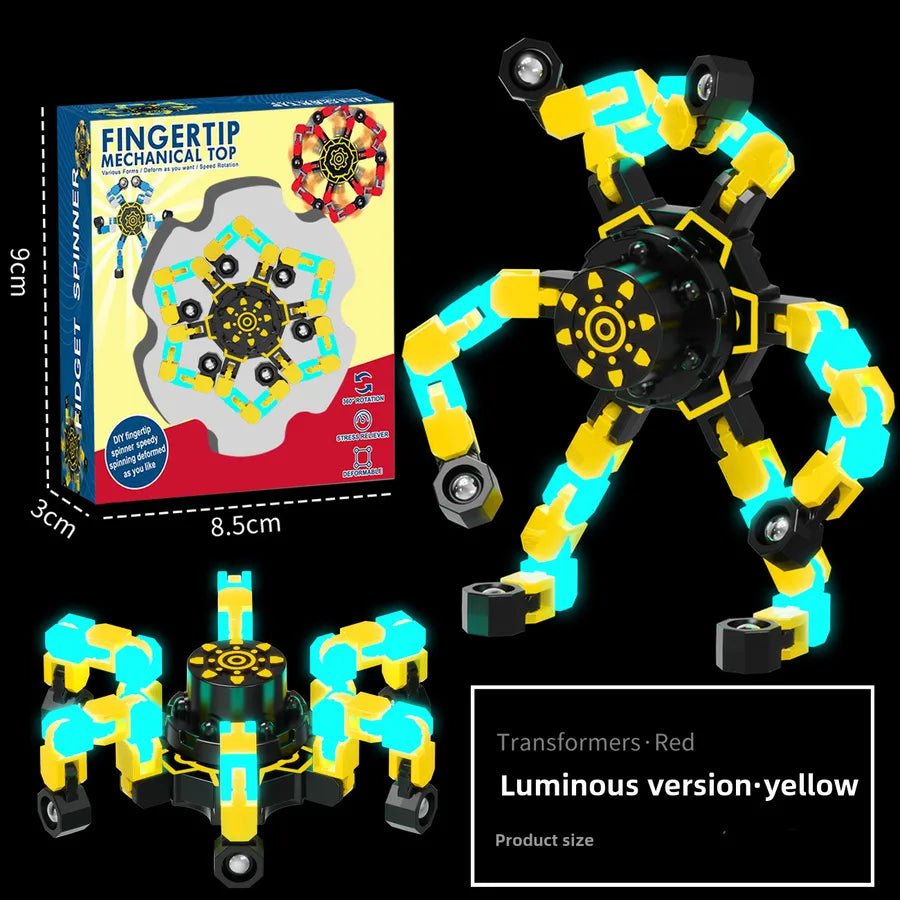 Gyro Toy Children's Boy's Transformable Luminous Puzzle Mechanical Fingertip Finger Rotation Decompression Boy's Toy - Christy's Beauty & Tingz LLC