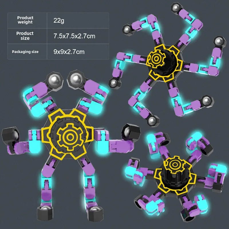 Gyro Toy Children's Boy's Transformable Luminous Puzzle Mechanical Fingertip Finger Rotation Decompression Boy's Toy - Christy's Beauty & Tingz LLC