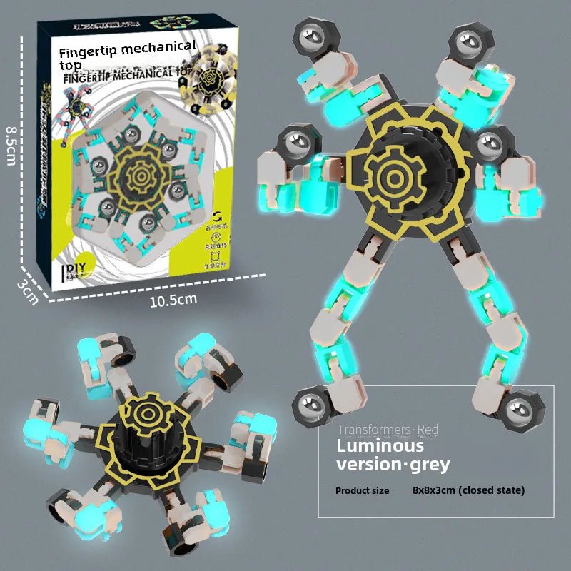 Gyro Toy Children's Boy's Transformable Luminous Puzzle Mechanical Fingertip Finger Rotation Decompression Boy's Toy - Christy's Beauty & Tingz LLC