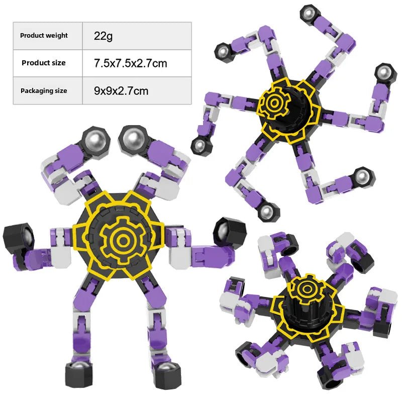 Gyro Toy Children's Boy's Transformable Luminous Puzzle Mechanical Fingertip Finger Rotation Decompression Boy's Toy - Christy's Beauty & Tingz LLC