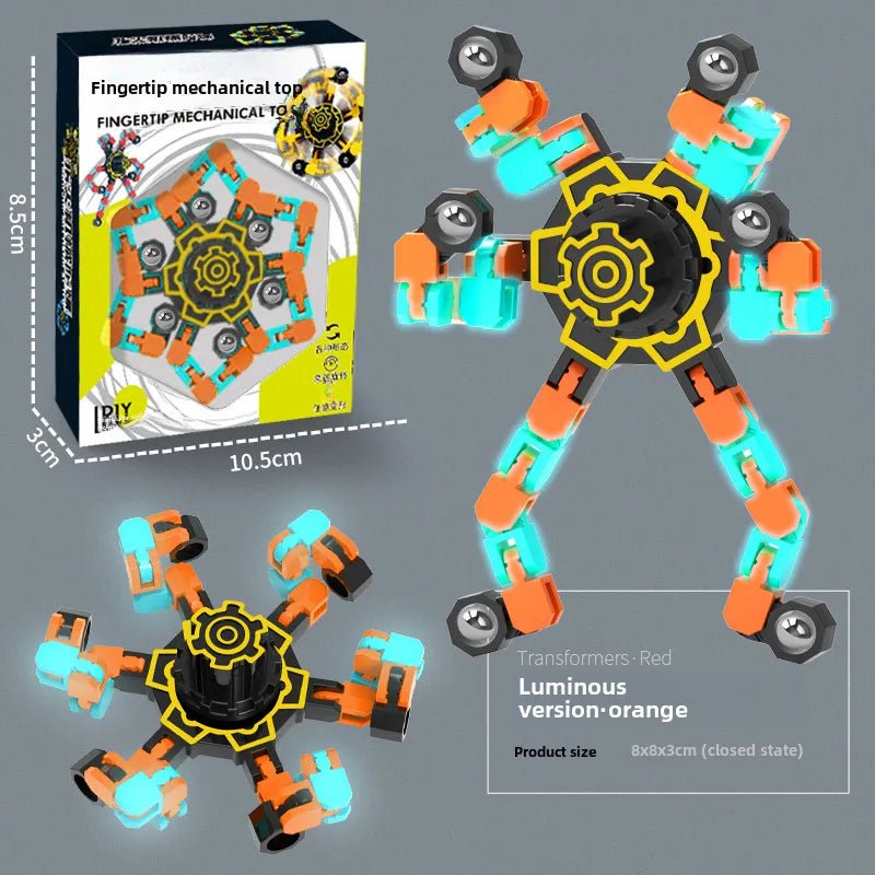 Gyro Toy Children's Boy's Transformable Luminous Puzzle Mechanical Fingertip Finger Rotation Decompression Boy's Toy - Christy's Beauty & Tingz LLC