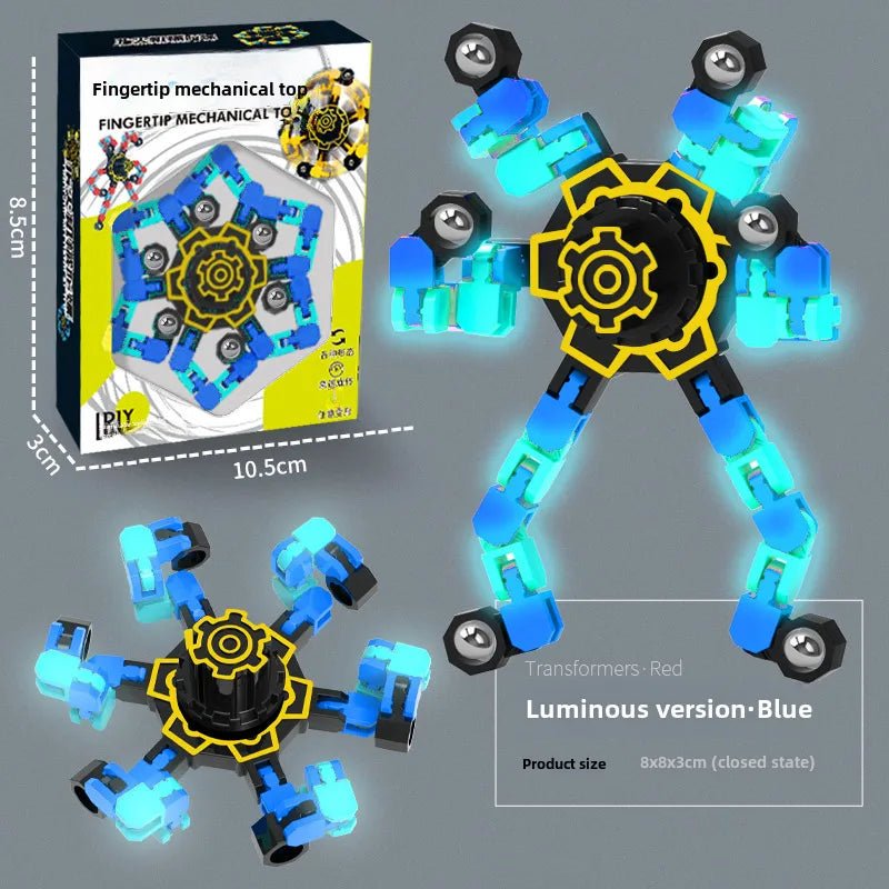 Gyro Toy Children's Boy's Transformable Luminous Puzzle Mechanical Fingertip Finger Rotation Decompression Boy's Toy - Christy's Beauty & Tingz LLC