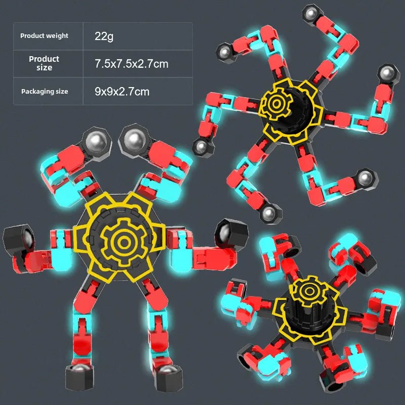 Gyro Toy Children's Boy's Transformable Luminous Puzzle Mechanical Fingertip Finger Rotation Decompression Boy's Toy - Christy's Beauty & Tingz LLC