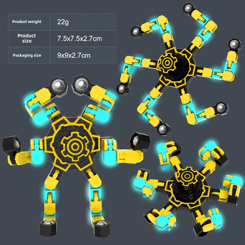 Gyro Toy Children's Boy's Transformable Luminous Puzzle Mechanical Fingertip Finger Rotation Decompression Boy's Toy - Christy's Beauty & Tingz LLC