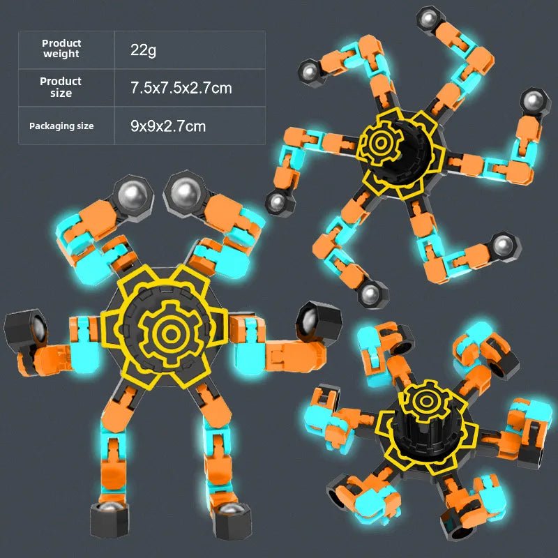 Gyro Toy Children's Boy's Transformable Luminous Puzzle Mechanical Fingertip Finger Rotation Decompression Boy's Toy - Christy's Beauty & Tingz LLC