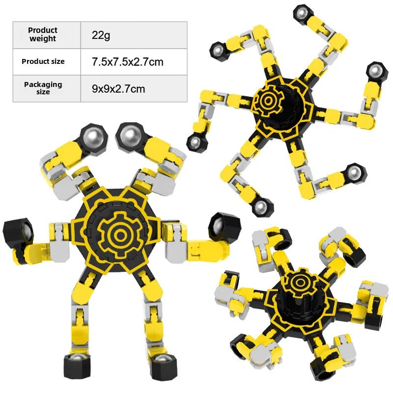 Gyro Toy Children's Boy's Transformable Luminous Puzzle Mechanical Fingertip Finger Rotation Decompression Boy's Toy - Christy's Beauty & Tingz LLC