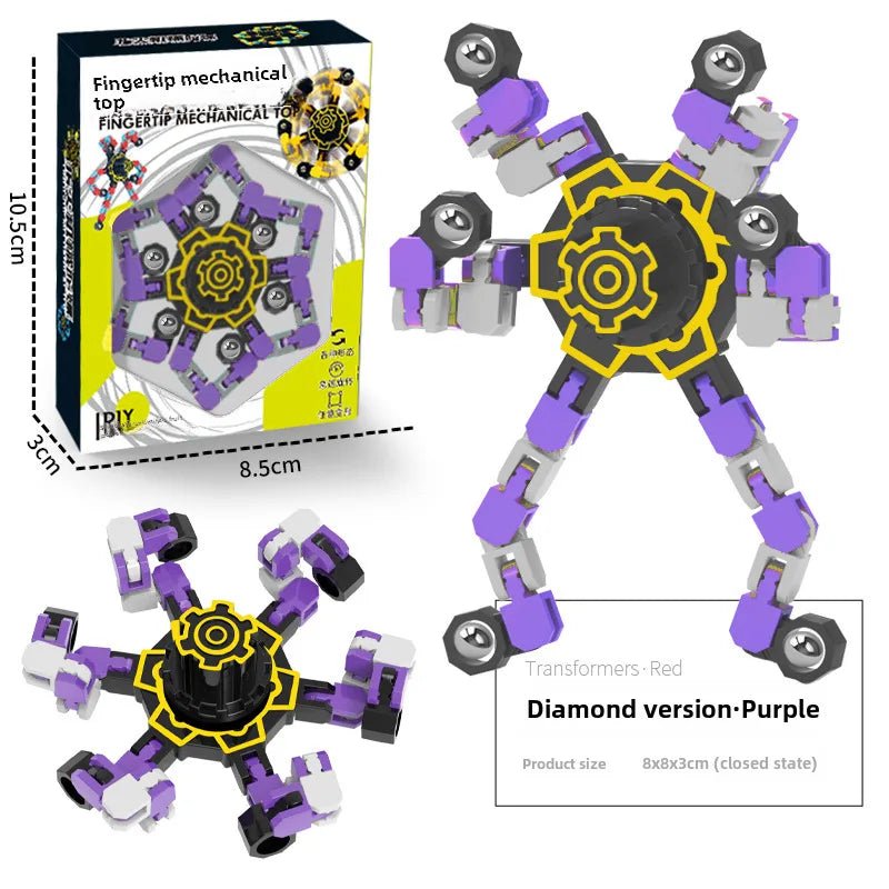 Gyro Toy Children's Boy's Transformable Luminous Puzzle Mechanical Fingertip Finger Rotation Decompression Boy's Toy - Christy's Beauty & Tingz LLC