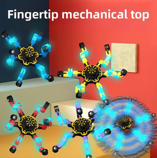 Gyro Toy Children's Boy's Transformable Luminous Puzzle Mechanical Fingertip Finger Rotation Decompression Boy's Toy - Christy's Beauty & Tingz LLC