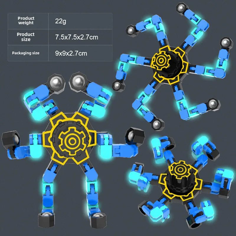 Gyro Toy Children's Boy's Transformable Luminous Puzzle Mechanical Fingertip Finger Rotation Decompression Boy's Toy - Christy's Beauty & Tingz LLC