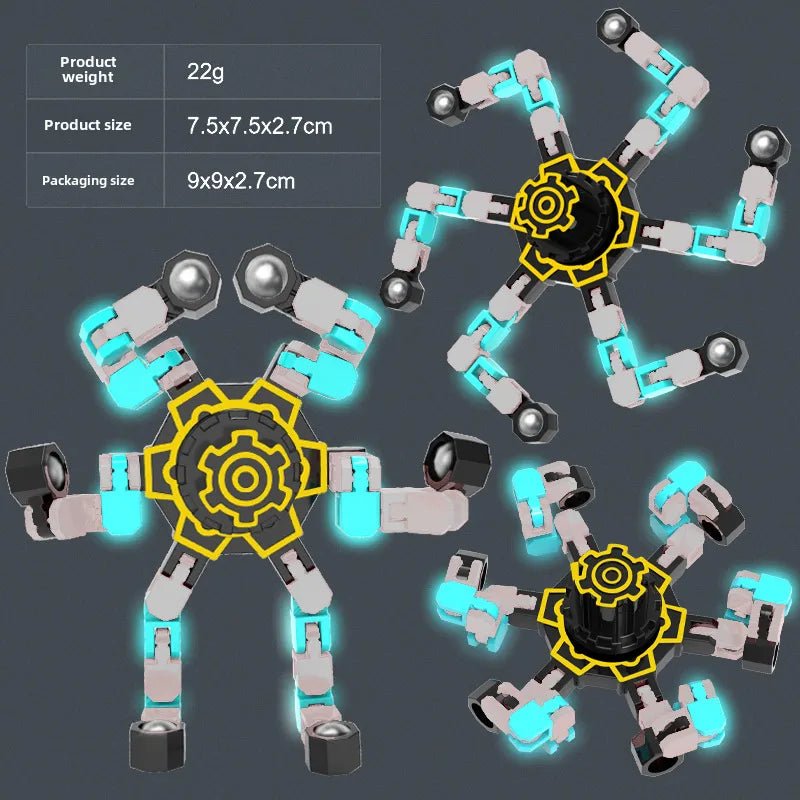 Gyro Toy Children's Boy's Transformable Luminous Puzzle Mechanical Fingertip Finger Rotation Decompression Boy's Toy - Christy's Beauty & Tingz LLC