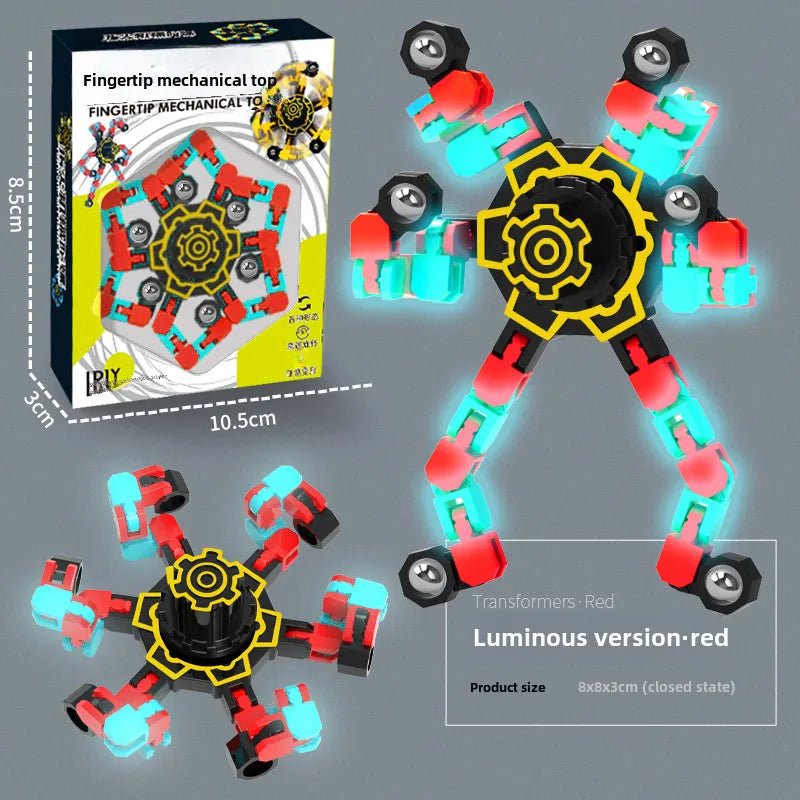 Gyro Toy Children's Boy's Transformable Luminous Puzzle Mechanical Fingertip Finger Rotation Decompression Boy's Toy - Christy's Beauty & Tingz LLC