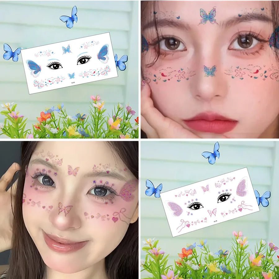 Handmade Paper Butterfly Tattoo Stickers for Halloween, 1 Set of Festive Party Decorations - Christy's Beauty & Tingz LLC